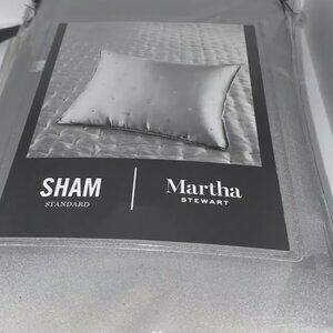 Martha Stewart Standard Pillow Sham Tufted Satin Gray